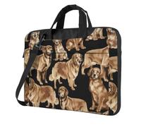 KAPPTYY Golden Retrievers Print Structured Laptop Bag Oxford Cloth Briefcase Padded Shoulder Case With Front Pockets