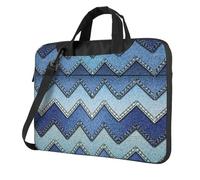 KAPPTYY Gradient Blue Denim Print Structured Laptop Bag Oxford Cloth Briefcase Padded Shoulder Case With Front Pockets