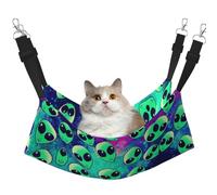 KAPPTYY Green Alien Hanging Pet Hammock Bed With Adjustable Straps And Metal Hooks Double Sided Bed