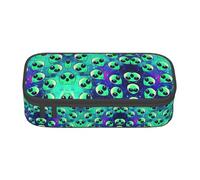 KAPPTYY Green Alien Original High Capacity Pencil Case,Big Pen Box Organizer Portable Aesthetic Supply for Adults