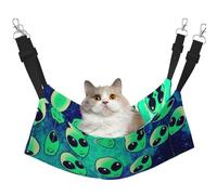 KAPPTYY Green Aliens Hanging Pet Hammock Bed With Adjustable Straps And Metal Hooks Double Sided Bed