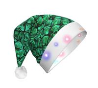 KAPPTYY Green Fish Scales Santa Hat,Christmas Hats For Adult Unisex Plush Light Up Funny Christmas Hat