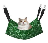 KAPPTYY Green Sequin Sparkle Hanging Pet Hammock Bed With Adjustable Straps And Metal Hooks Double Sided Bed