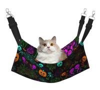KAPPTYY Halloween Skull Hanging Pet Hammock Bed With Adjustable Straps And Metal Hooks Double Sided Bed