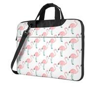 KAPPTYY Hand Painted Flamingo Bird Print Structured Laptop Bag Oxford Cloth Briefcase Padded Shoulder Case With Front Pockets