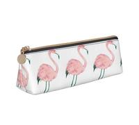KAPPTYY Hand Painted Flamingo Bird School Wide Opening Pencil Pen Case,Lightweight Spacious Pencils Pouch Zipper Stationery Bag