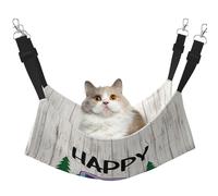 KAPPTYY Happy Camper Hanging Pet Hammock Bed With Adjustable Straps And Metal Hooks Double Sided Bed