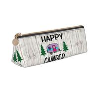 KAPPTYY Happy Camper School Wide Opening Pencil Pen Case,Lightweight Spacious Pencils Pouch Zipper Stationery Bag