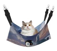 KAPPTYY Happy Penguin Hanging Pet Hammock Bed With Adjustable Straps And Metal Hooks Double Sided Bed