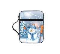 KAPPTYY Hardworking Snowman Lightweight Bible Cover Case with Pen Slots & Zipper Pockets Portable Organizer Bag for Notebook Tablet