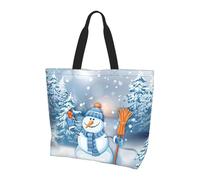 KAPPTYY Hardworking Snowman Printed Shoulder Bag For Women Large Reusable Tote Bag Trendy Handbag For Travel Shopping