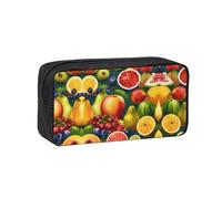 KAPPTYY Healthy Food Printed Large Pencil Pouch, Durable Zipper Pen Case with Handle, for Office College Journaling