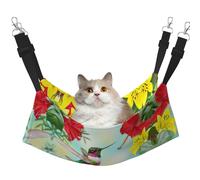 KAPPTYY Hummingbirds Red Flower Hibiscus Hanging Pet Hammock Bed With Adjustable Straps And Metal Hooks Double Sided Bed