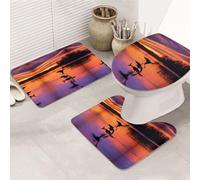 KAPPTYY Hunting Flying Wild Ducks Printing 3 Piece Bathroom Rugs Set, 31.5x20in Non Slip Mats For Suite,Vacation Home,Absorbent Floor Rugs