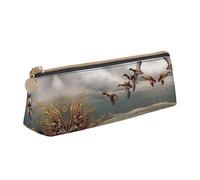 KAPPTYY Hunting Flying Wild Ducks School Wide Opening Pencil Pen Case,Lightweight Spacious Pencils Pouch Zipper Stationery Bag