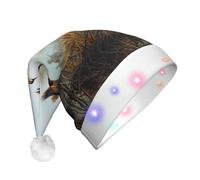 KAPPTYY Hunting Flying Wild Santa Hat,Christmas Hats For Adult Unisex Plush Light Up Funny Christmas Hat