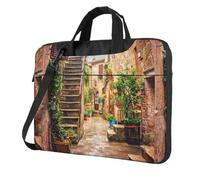 KAPPTYY Italian Street Print Structured Laptop Bag Oxford Cloth Briefcase Padded Shoulder Case With Front Pockets
