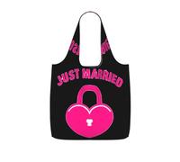 KAPPTYY just married Printed Shopping Tote Bag Foldable, Reusable Grocery Bag, Compact Lightweight Bag for Commuting