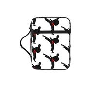 KAPPTYY Karate Boy Vector Changeable Belt Color Lightweight Bible Cover Case with Pen Slots & Zipper Pockets Portable Organizer Bag for Notebook Tablet