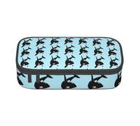 KAPPTYY Killer Whale Dolphin Ocean Original High Capacity Pencil Case,Big Pen Box Organizer Portable Aesthetic Supply for Adults