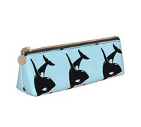 KAPPTYY Killer Whale Dolphin Ocean School Wide Opening Pencil Pen Case,Lightweight Spacious Pencils Pouch Zipper Stationery Bag