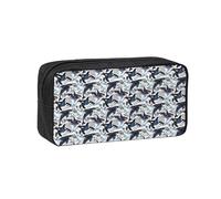 KAPPTYY Killer Whale Printed Large Pencil Pouch, Durable Zipper Pen Case with Handle, for Office College Journaling