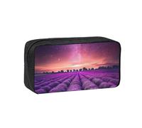 KAPPTYY Lavender Fields Printed Large Pencil Pouch, Durable Zipper Pen Case with Handle, for Office College Journaling