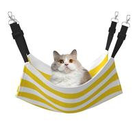 KAPPTYY Lemon Zest Yellow Stripes Pattern Hanging Pet Hammock Bed With Adjustable Straps And Metal Hooks Double Sided Bed