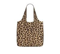 KAPPTYY Leopard Pattern Printed Shopping Tote Bag Foldable, Reusable Grocery Bag, Compact Lightweight Bag for Commuting