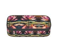 KAPPTYY Lotus Flowers Pink Original High Capacity Pencil Case,Big Pen Box Organizer Portable Aesthetic Supply for Adults