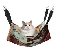 KAPPTYY Marble Mixed Brown Hanging Pet Hammock Bed With Adjustable Straps And Metal Hooks Double Sided Bed