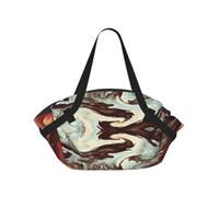 KAPPTYY Marble Mixed Brown Printed Outdoor Picnic Mat and Handbag, Portable Round 37in Foldable for Park Lawn Family Day