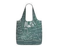 KAPPTYY Math Lesson Word Printed Shopping Tote Bag Foldable, Reusable Grocery Bag, Compact Lightweight Bag for Commuting