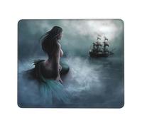 KAPPTYY Mermaid Girl And Sailing On Sea Pirate Ship Printing Large Gaming Mouse Pad, Computer Keyboard Mouse Mat Desk Pad For Gaming Rooms, Home Offices