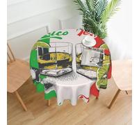 KAPPTYY mexico flag and tequila Print Vintage Round Tablecloth 60in Polyester Gift for Easter Mother's Day Family Holiday