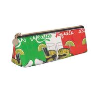 KAPPTYY Mexico Flag and Tequila School Wide Opening Pencil Pen Case,Lightweight Spacious Pencils Pouch Zipper Stationery Bag
