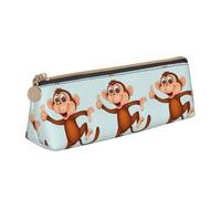 KAPPTYY Monkey School Wide Opening Pencil Pen Case,Lightweight Spacious Pencils Pouch Zipper Stationery Bag