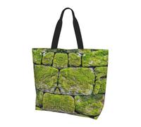 KAPPTYY Moss Stone Pavement Printed Shoulder Bag For Women Large Reusable Tote Bag Trendy Handbag For Travel Shopping