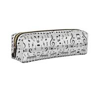 KAPPTYY Music Note Printing School Leather Pencil Case with Zipper,Cute Pen Pouch for Boys Girls,Back to School' Supplies