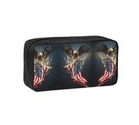 KAPPTYY North American Bald Eagle Printed Large Pencil Pouch, Durable Zipper Pen Case with Handle, for Office College Journaling