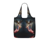 KAPPTYY North American Bald Eagle Printed Shopping Tote Bag Foldable, Reusable Grocery Bag, Compact Lightweight Bag for Commuting