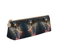 KAPPTYY North American Bald Eagle School Wide Opening Pencil Pen Case,Lightweight Spacious Pencils Pouch Zipper Stationery Bag