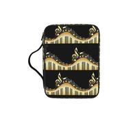 KAPPTYY Novel Music Note Lightweight Bible Cover Case with Pen Slots & Zipper Pockets Portable Organizer Bag for Notebook Tablet