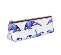 KAPPTYY Orca Killer Whale School Wide Opening Pencil Pen Case,Lightweight Spacious Pencils Pouch Zipper Stationery Bag