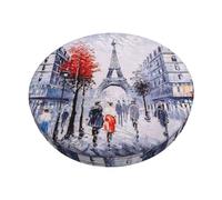 KAPPTYY Paris City Tree Eiffel Tower Art Printed Protective Chair Pad Easy To Install Round Stool Cover For Home And Business Use