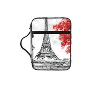 KAPPTYY Paris Lightweight Bible Cover Case with Pen Slots & Zipper Pockets Portable Organizer Bag for Notebook Tablet