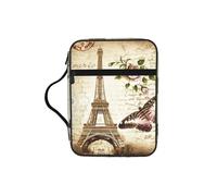 KAPPTYY Paris Tower Lightweight Bible Cover Case with Pen Slots & Zipper Pockets Portable Organizer Bag for Notebook Tablet