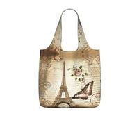 KAPPTYY Paris Tower Printed Shopping Tote Bag Foldable, Reusable Grocery Bag, Compact Lightweight Bag for Commuting