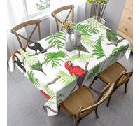 KAPPTYY Parrot Birds And Tropical Tree Printing Elegant Party Tablecloth Cover With Soft Thick Fabric For Banquet Celebration