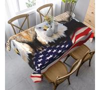 KAPPTYY Patriotic Bald Eagle With American Flag Printing Elegant Party Tablecloth Cover With Soft Thick Fabric For Banquet Celebration